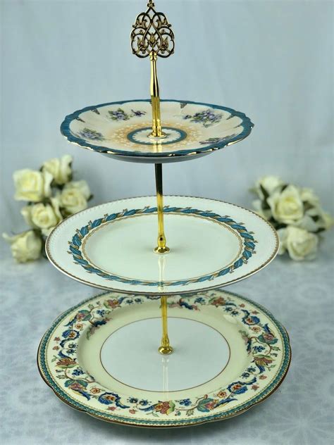 3 Tier Cake Plate Stand Vintage Mismatched China Etsy Plate Stands
