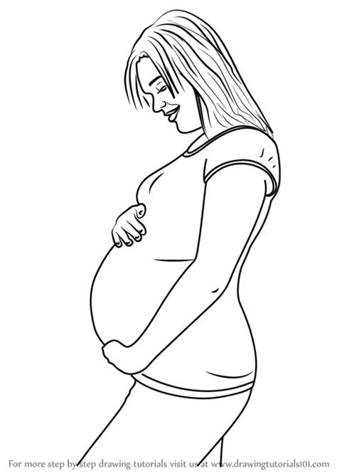 step by step how to draw pregnant woman
