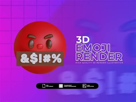 Premium Psd 3d Render Cute Angry Face Emoji