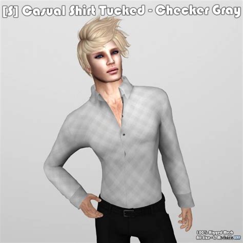 S Casual Shirt Tucked Checker Gray Teleport Hub Group T By Satus