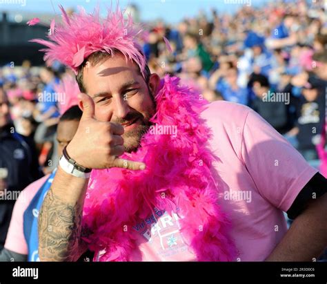 A Stade Francais Fan Before The Kick Off Of The Amlin Challenge Cup Final Between Leinster Rugby