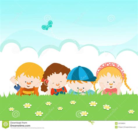 Kids Lying On Grass Stock Images - Image: 20763824