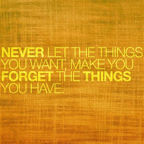 never let the things you want make you forget the things you have inpirational quotes let it