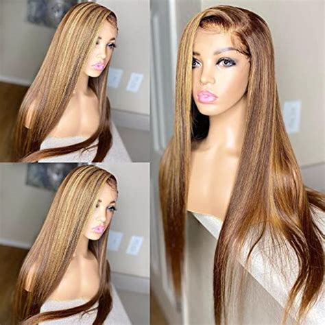 Buy U A Highlight Colored X Hd Transparent Lace Front Wigs Human Hair Highlight Straight