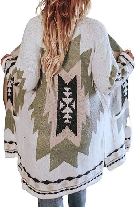 Jawint Women Vintage Tribal Knitted Cardigan Sweater Coat Western
