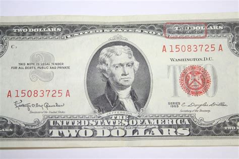 1963 Two Dollar Red Seal 2 Bill Great Vintage Note A 15083725 A 1963