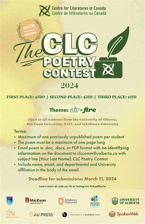 Poetry Contest Concours De Poésie Centre For Literatures In Canada