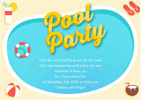 Template Vector Art Pool Party Vector Invitation Template Designious