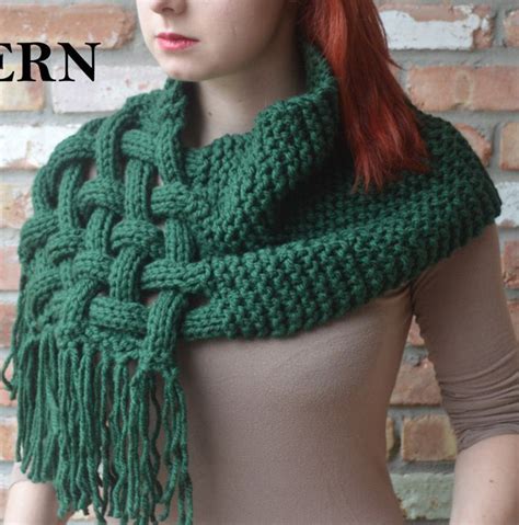 Knitting Pattern For Celtic Woven Scarf Scarf Knitting Patterns