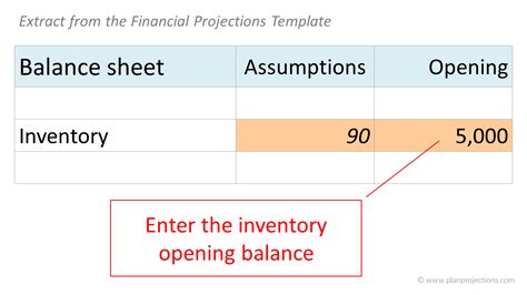 Enter Inventory Opening Balance | Plan Projections