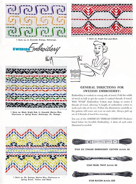 Swedish Embroidery Pattern Sheet Vintage Crafts And More Crewel