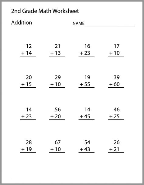 Math Worksheets For Second Graders Printable
