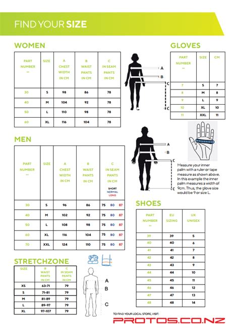 Pfanner Size Charts Protos Nz