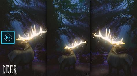 Deer Photo Manipulation Photoshop Tutorial Glow Effect Speedart
