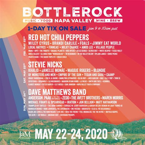 The theme of the event is. BottleRock Napa Valley announces single day line up to ...