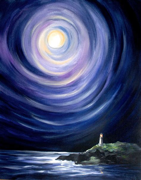 Canvas Print Moon And A Lighthouse Surreal Landscape Etsy Landscape