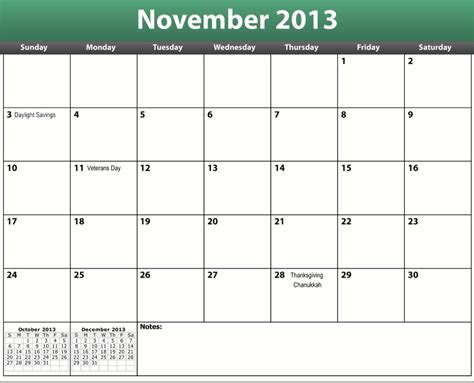 Printable Pdf November 2013 Calendar