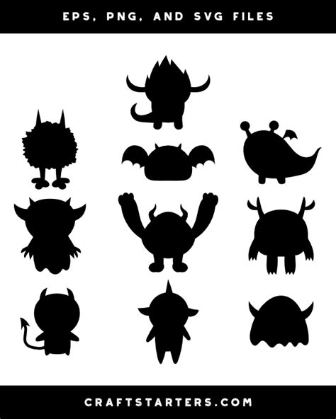 Cute Monster Silhouette Clip Art