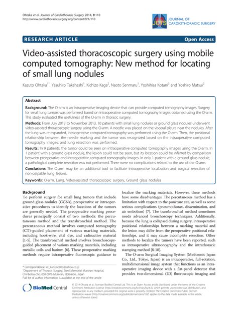 Pdf Video Assisted Thoracoscopic Surgery Using Mobile Computed Tomography New Method For