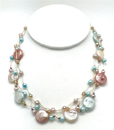 Multi Colored Coin Pearl Necklace The Silver Seahorse