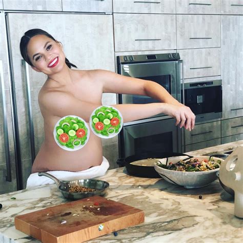 Pregnant Chrissy Teigen Makes Salads In The Nude For Instagram Food Com