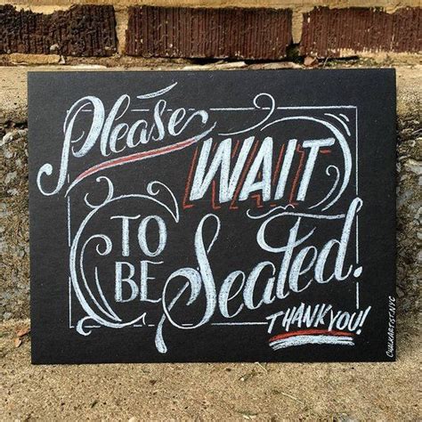 Please Wait To Be Seated Hand Lettered Restaurant Sign Smudge