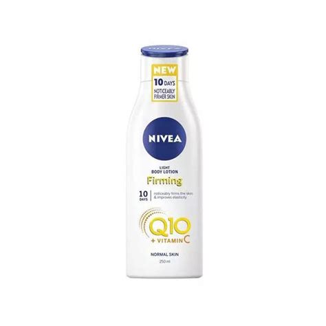 94% of testers loved the simple pump dispenser packaging the lotion contains the coenzyme q10 and vitamin c, which helps to moisturise skin leaving it feeling smooth. Nivea Firming Q10 + Vitamin C Body Lotion 400ml Bottle