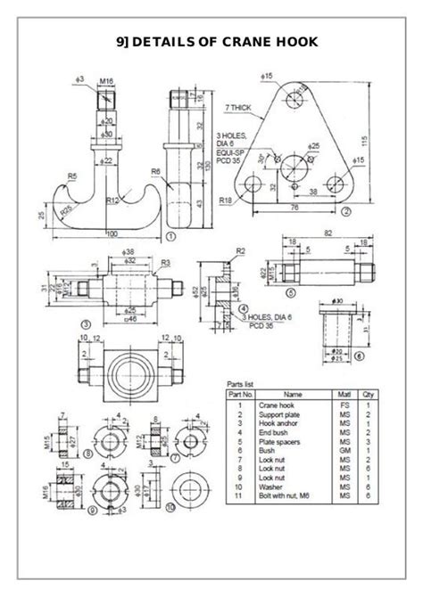Crane Hook Drawings Mechanical Projects Mechanical Design