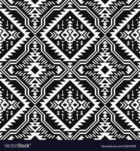 Black And White Ethnic Geometric Seamless Pattern Vector Image