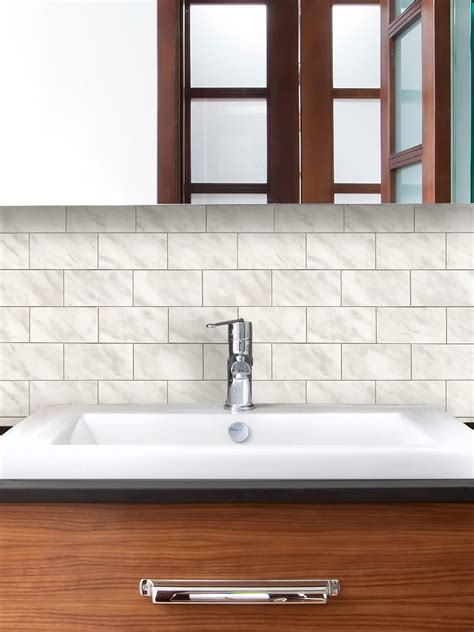 Peel and stick wall tile can come in glass, metal, pvc, and slate, but the most popular is gel. DIP Light Travertine Subway Tile 12 x 12 Self-Adhesive PVC ...