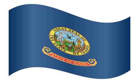 Flag Of Idaho Waving On White Background Stock Photo Download Image