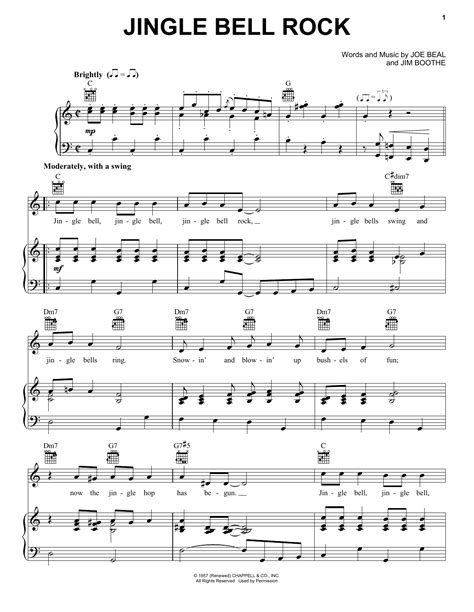 Jingle Bell Rock Sheet Music By Bobby Helms Piano Vocal And Guitar