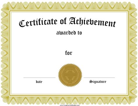 Blank Certificate Of Achievement Etsy