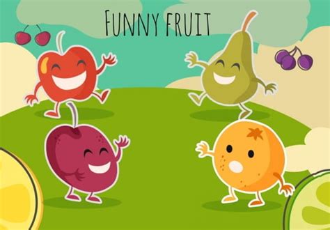 Funny Fruit Background Stylized Icons Cartoon Design Ai Eps Vector