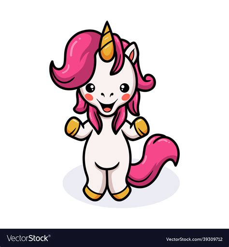 Cute Baby Unicorn Cartoon Standing Royalty Free Vector Image