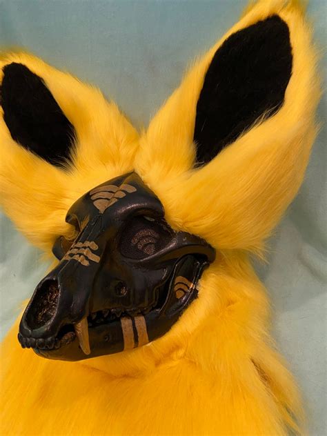 Black And Yellow Skull Dog Fursuit Partial Etsy