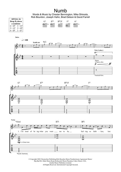 Belajar Chord Gitar Linkin Park Numb Dengan Mudah Tab