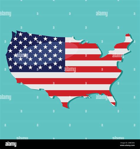 estados unidos de américa mapa con la bandera nacional de los estados unidos dentro de