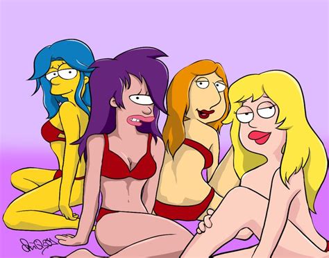 Rule 34 4girls American Dad Big Breasts Blonde Hair Blue Hair Bra Breasts Cleavage Crossover