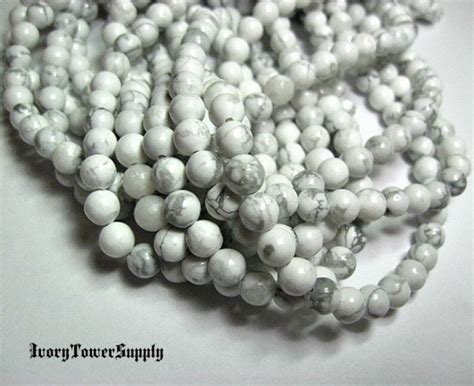 1 Strand 6mm White Howlite Beads Natural Stone Beads White Etsy