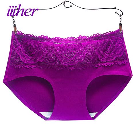 Iiiher Silver Ion Cotton Underwear Women Sexy Lingerie Lace Panties Lady Briefs Seamless