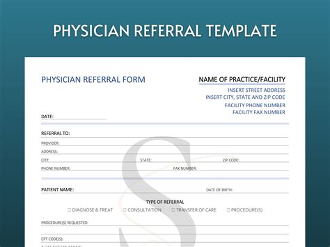 Printable Doctor Referral Form Digital Download Physician Referral Form