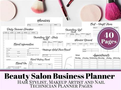 Big Beauty Salon Business Printable Planner Bundle Hair Etsy