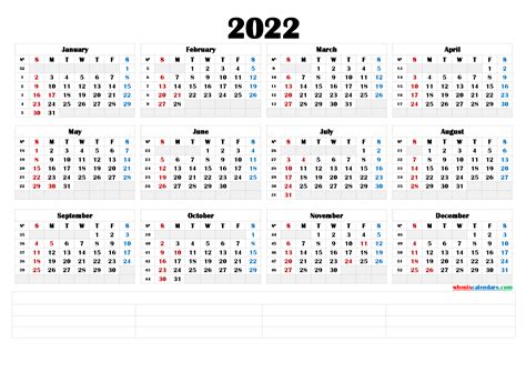 2022 Calendar With Week Numbers Printable 6 Templates Calendar Images