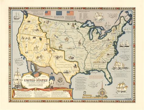 Map Of The United States Showing Boundaries 1784 1844 Gallery Etsy