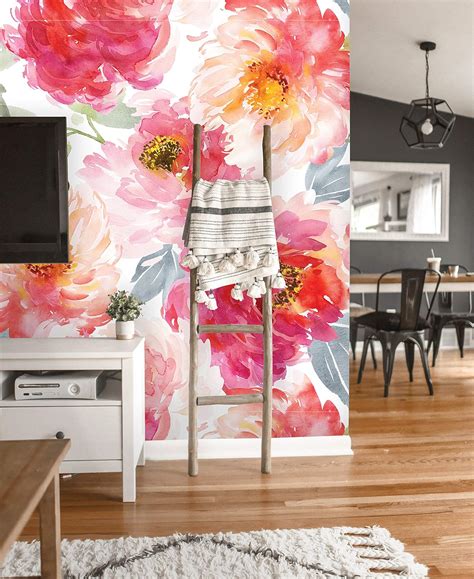 Floral Wallpaper Self Adhesive Fabric Wallpaper Removable Reusable Easy