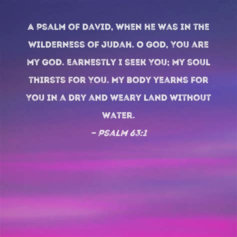 Psalm 63:1 O God, You are my God, earnestly I seek You; my soul thirsts