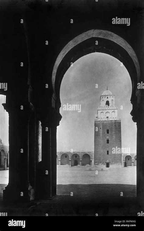 Minaret Of The Great Mosque Kairouan Tunisia Africa 1910 Stock Photo