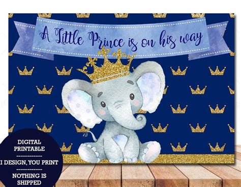 Prince Boy Elephant 4x6 Ft Candy Table Backdrop Royal Blue Etsy