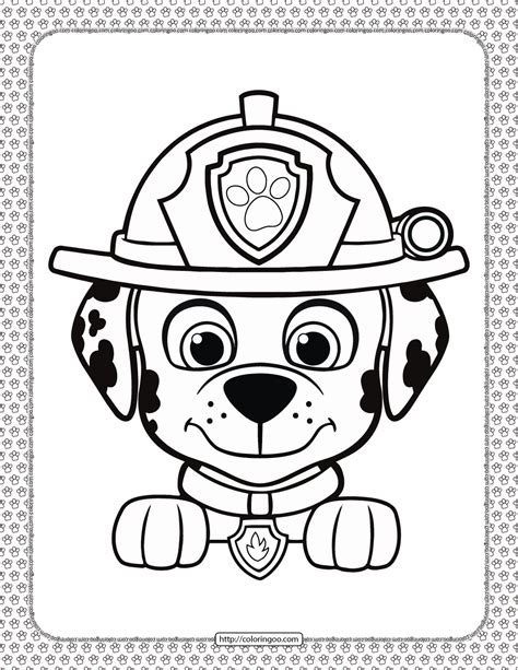 Printable Paw Patrol Marshall Head Coloring Page